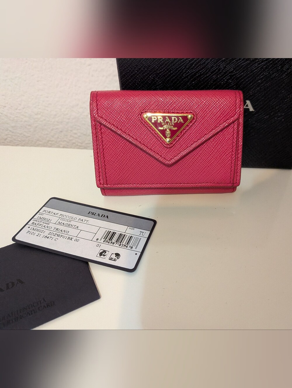 Prada Small Trifold Wallet Pink Safiano Leather Nib 🎁 - Picture 6 of 12